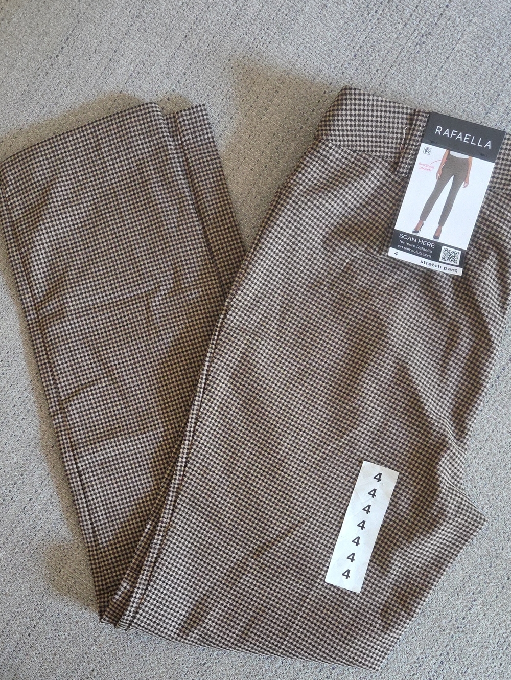 Rafaella Brown and Black Check Stretch Chinos